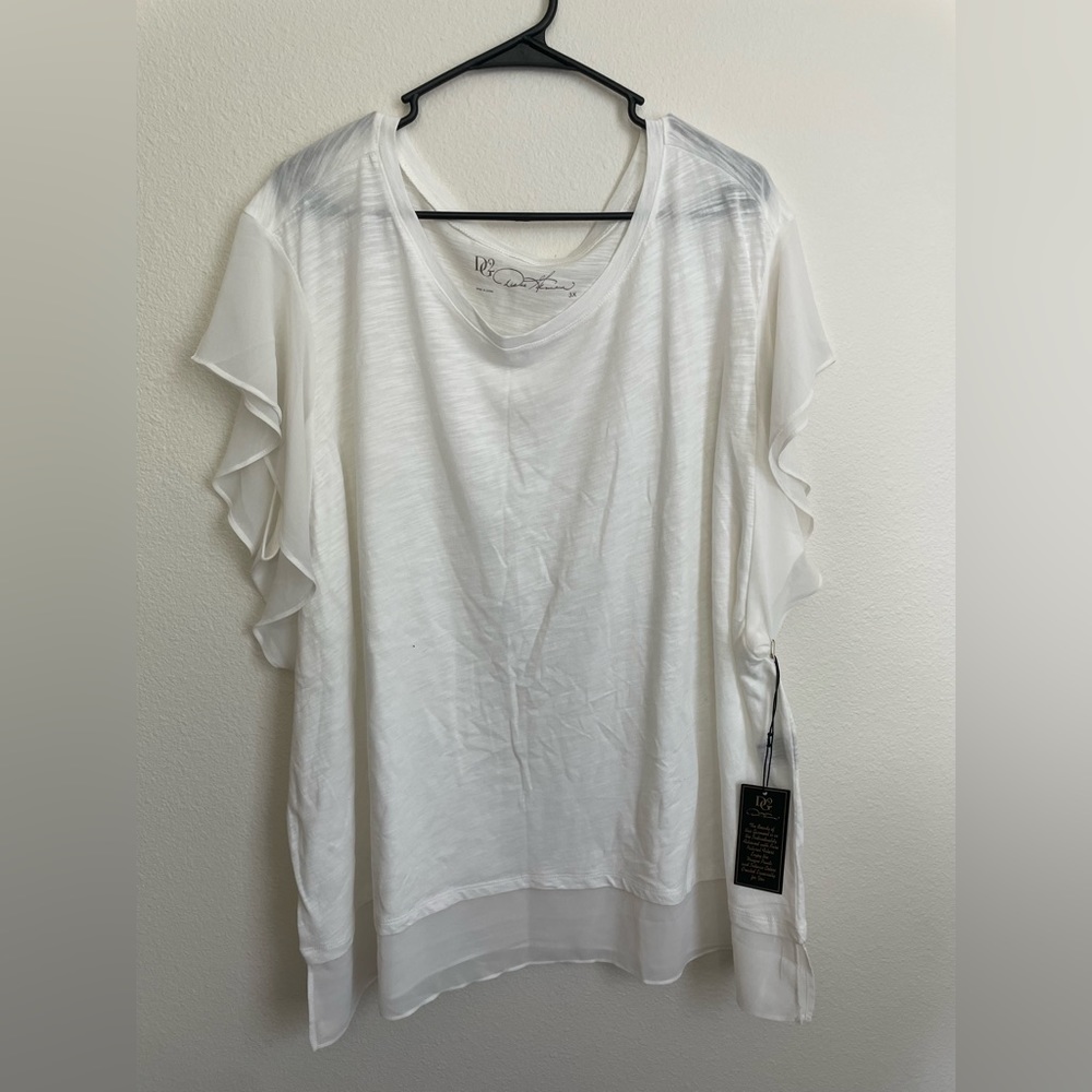 DG2 White Sheer Ruffle Top